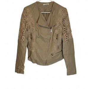 AVALIN Lined Tan Synthetic Leather Jacket, Women’s Small, Tan